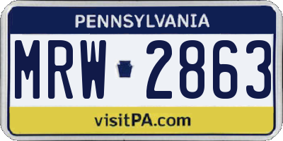 PA license plate MRW2863