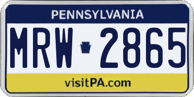 PA license plate MRW2865