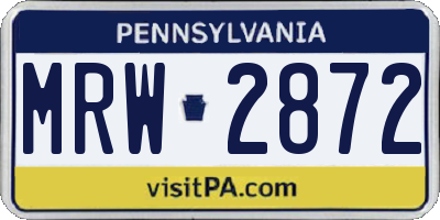 PA license plate MRW2872