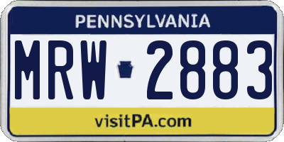 PA license plate MRW2883