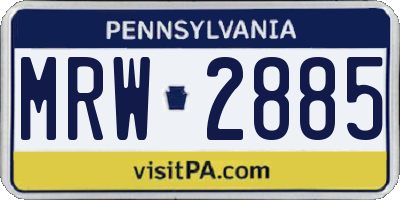 PA license plate MRW2885