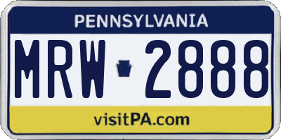 PA license plate MRW2888