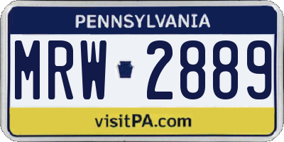 PA license plate MRW2889
