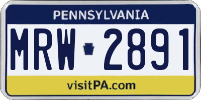 PA license plate MRW2891