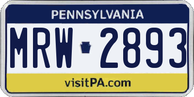 PA license plate MRW2893