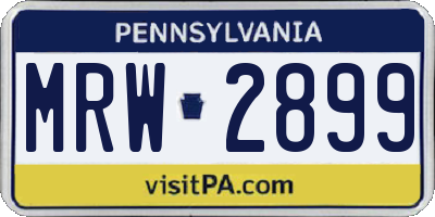PA license plate MRW2899