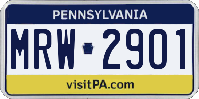 PA license plate MRW2901
