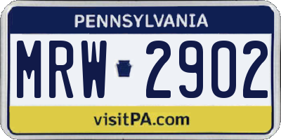 PA license plate MRW2902
