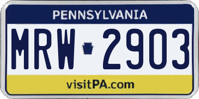 PA license plate MRW2903
