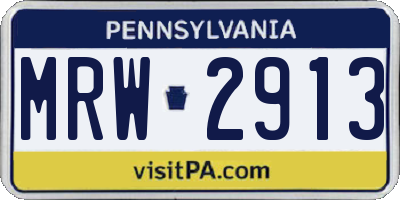 PA license plate MRW2913