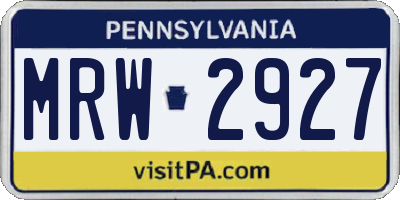 PA license plate MRW2927