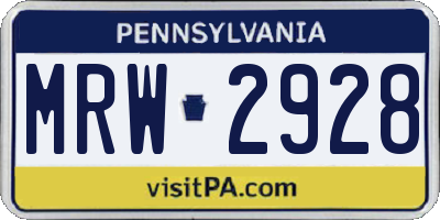 PA license plate MRW2928
