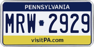 PA license plate MRW2929
