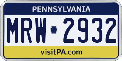 PA license plate MRW2932