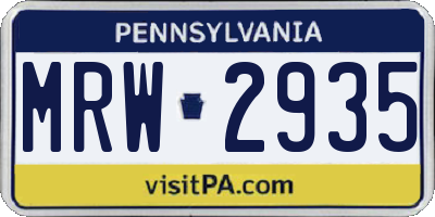 PA license plate MRW2935