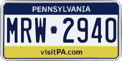 PA license plate MRW2940