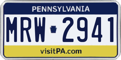 PA license plate MRW2941