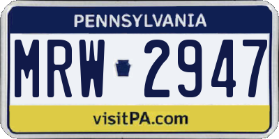 PA license plate MRW2947