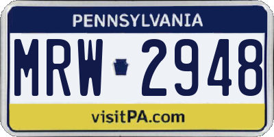 PA license plate MRW2948