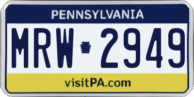 PA license plate MRW2949