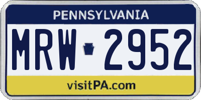 PA license plate MRW2952