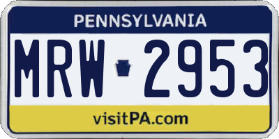 PA license plate MRW2953