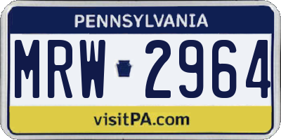 PA license plate MRW2964