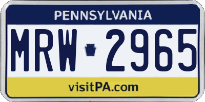 PA license plate MRW2965