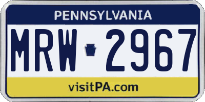 PA license plate MRW2967
