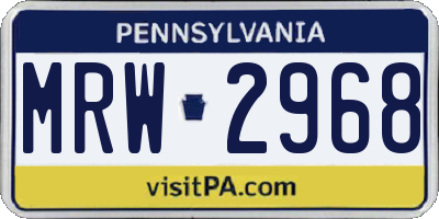 PA license plate MRW2968