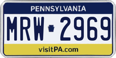 PA license plate MRW2969