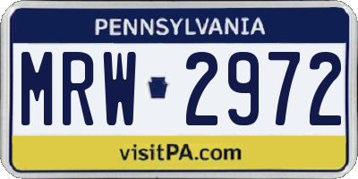 PA license plate MRW2972