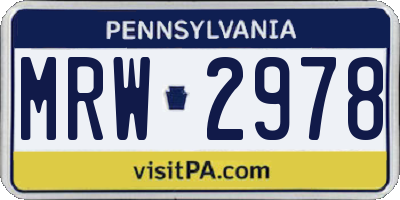 PA license plate MRW2978