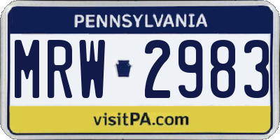 PA license plate MRW2983
