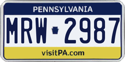 PA license plate MRW2987