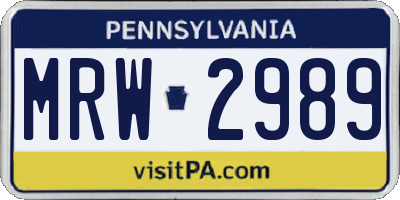 PA license plate MRW2989