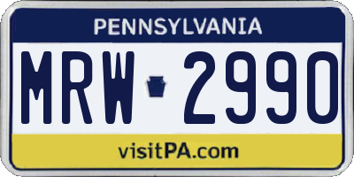 PA license plate MRW2990