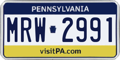 PA license plate MRW2991