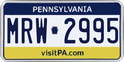 PA license plate MRW2995