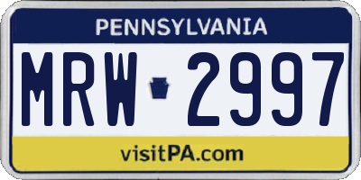 PA license plate MRW2997