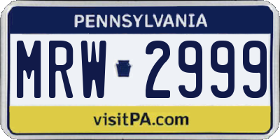 PA license plate MRW2999