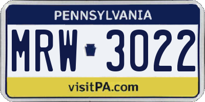 PA license plate MRW3022