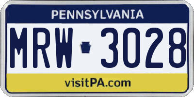PA license plate MRW3028
