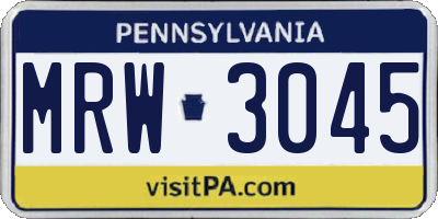 PA license plate MRW3045