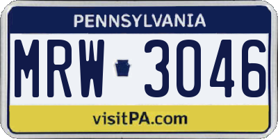 PA license plate MRW3046