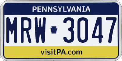 PA license plate MRW3047