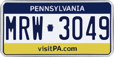 PA license plate MRW3049