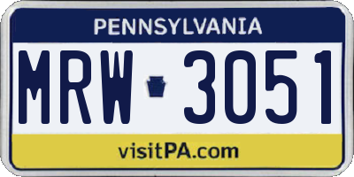 PA license plate MRW3051