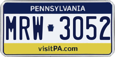 PA license plate MRW3052