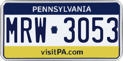 PA license plate MRW3053
